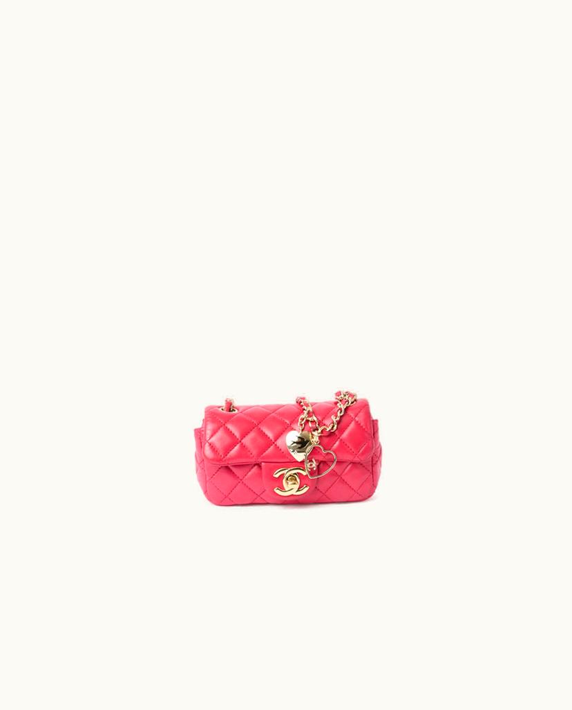 Chanel CHANEL Mini Valentine Charms Flap Bag Pink Leather