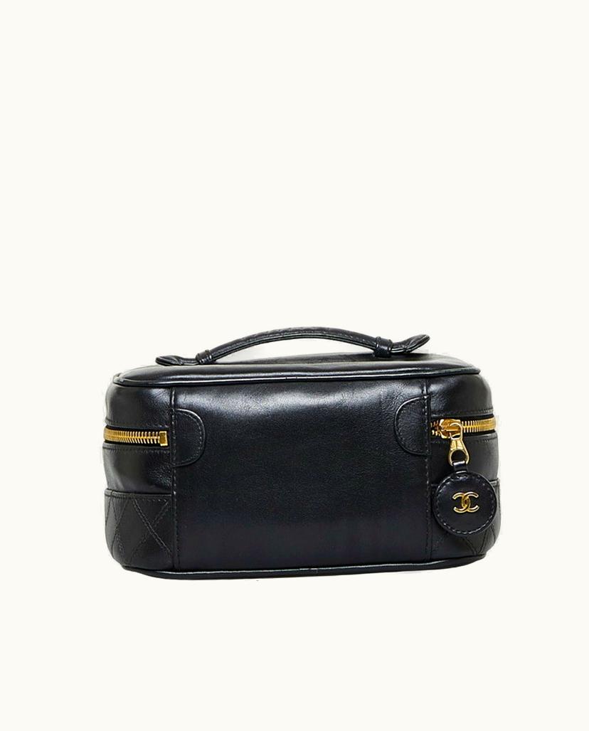 Chanel Chanel Bicolor Vanity Handbag Leather In Black