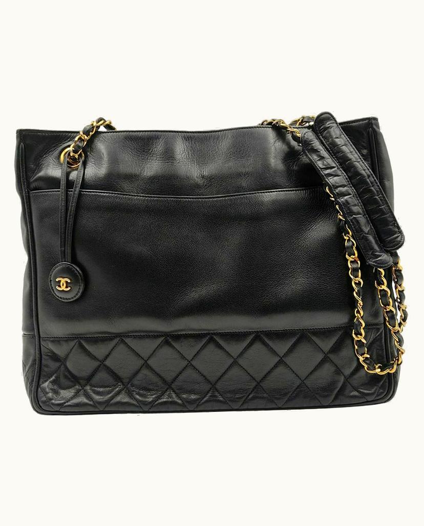 Chanel Chanel Matelassé Double CC Leather Shoulder Bag Tote Black