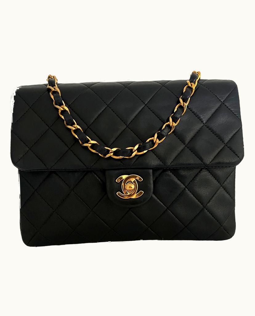 Chanel Chanel Square Mini Single Flap Bag Lambskin Leather In Black