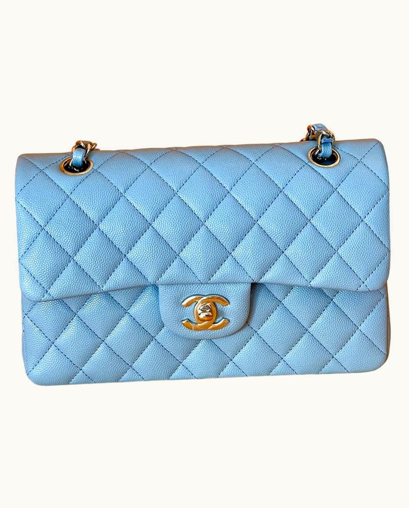 Chanel Chanel 22S Classic Double Flap Caviar Leather Light Baby Blue Bag