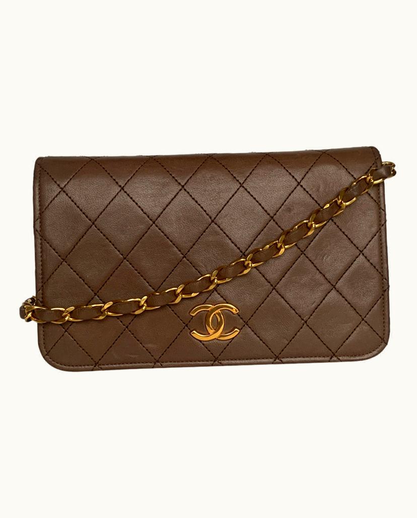 Chanel Chanel Lambskin Leather Single Flap Bag Brown