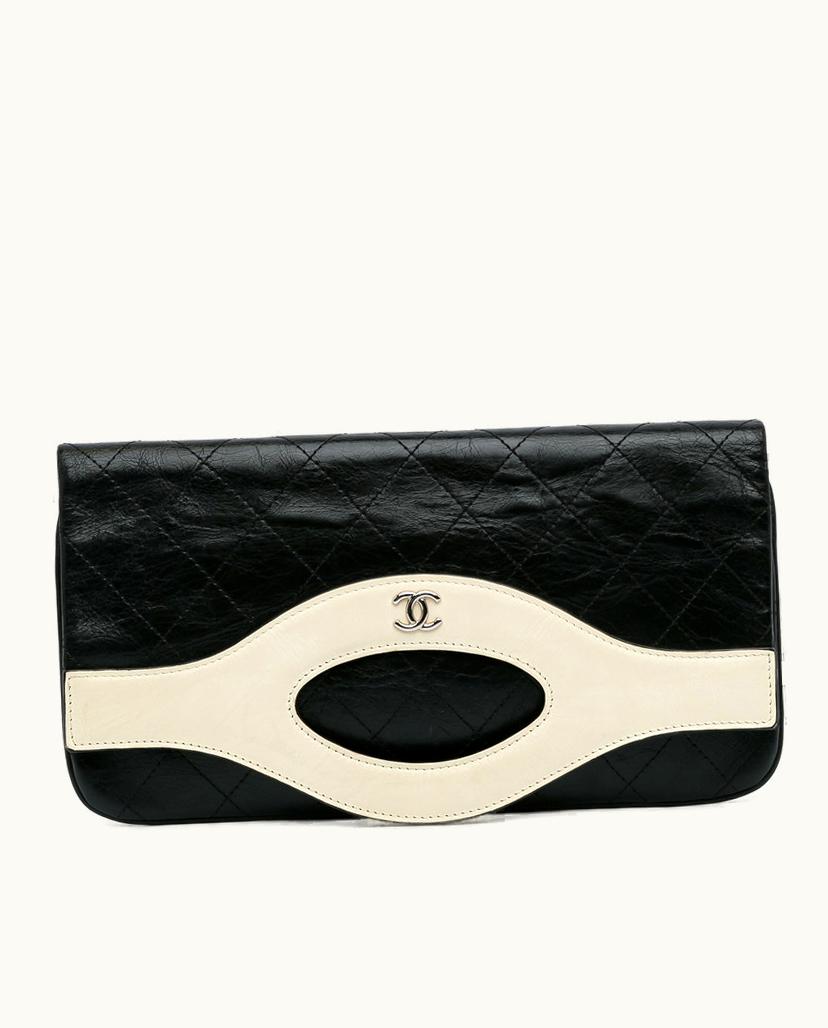 Chanel Chanel Small 31 Clutch Leather Bicolor Black x White