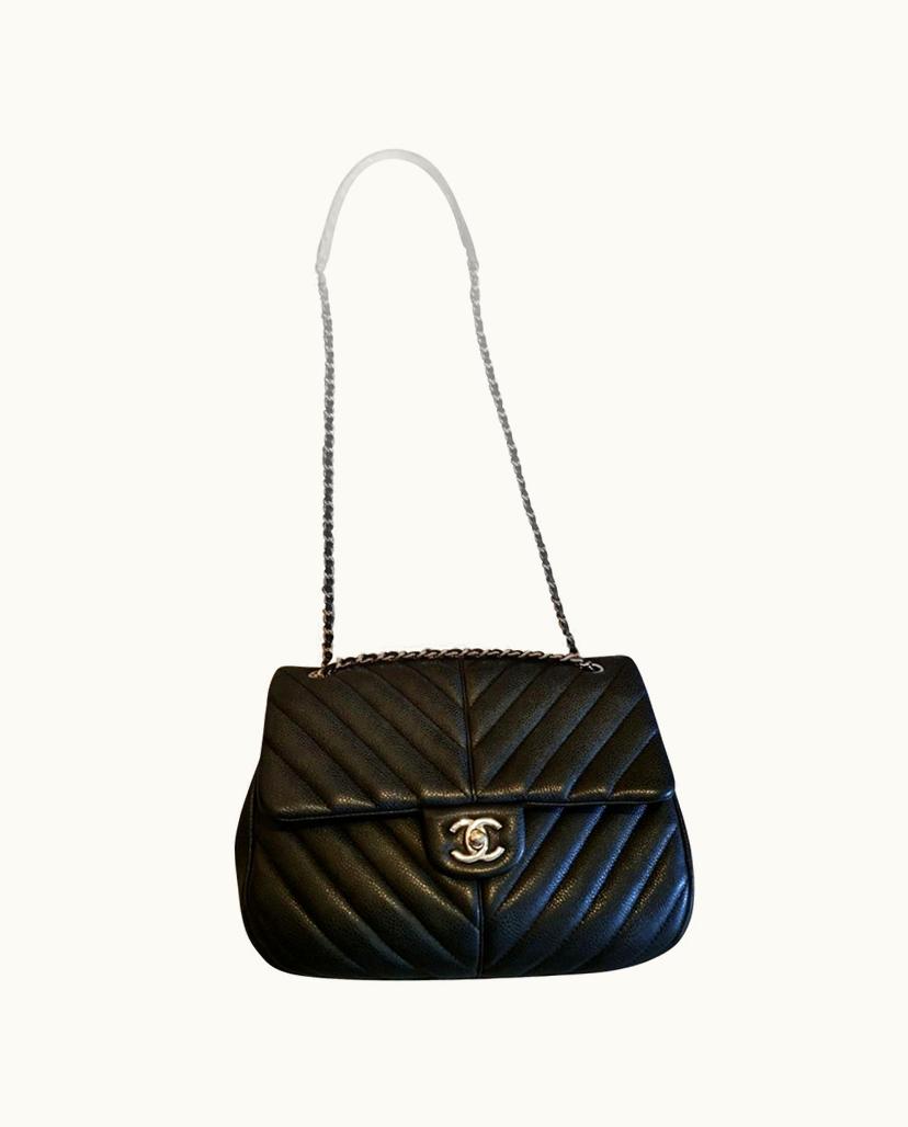Chanel Chanel Chevron Classic Flap Bag 25 Women's Leather In Black