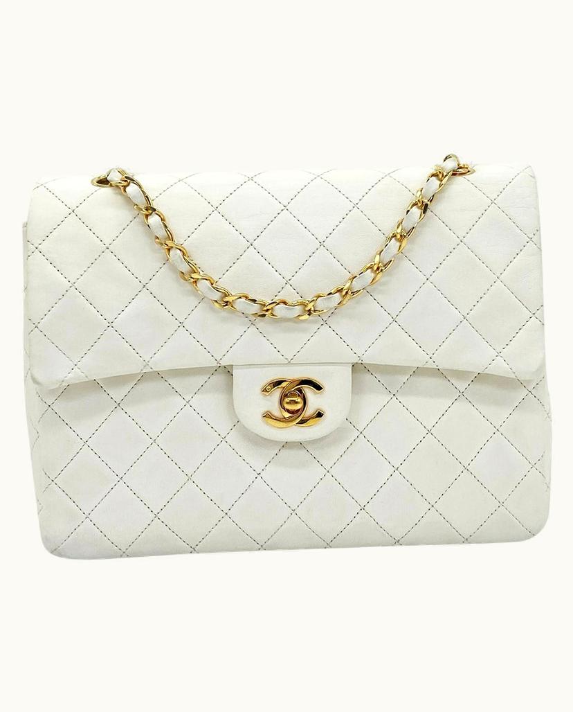 Chanel Chanel Classic Medium Double Flap Handbag in White Lambskin