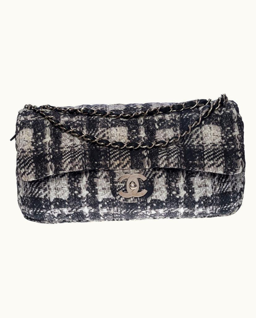 Chanel Chanel Timeless Sac Hand Shoulder Bag Black & White Tweed