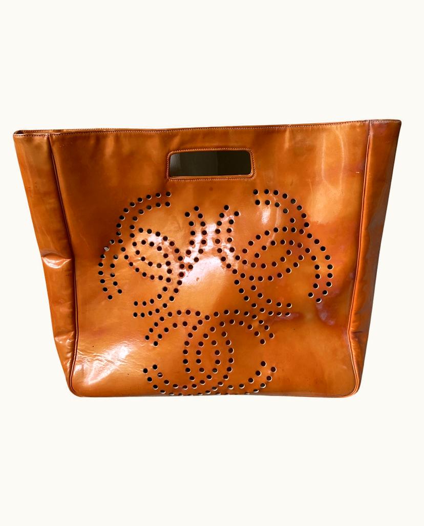 Chanel Chanel Women's Handbag Patent Leather In Orange