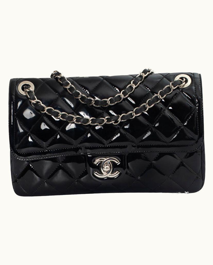 Chanel CHANEL Timeless Classic Patent Leather Crossbody Bag in Black