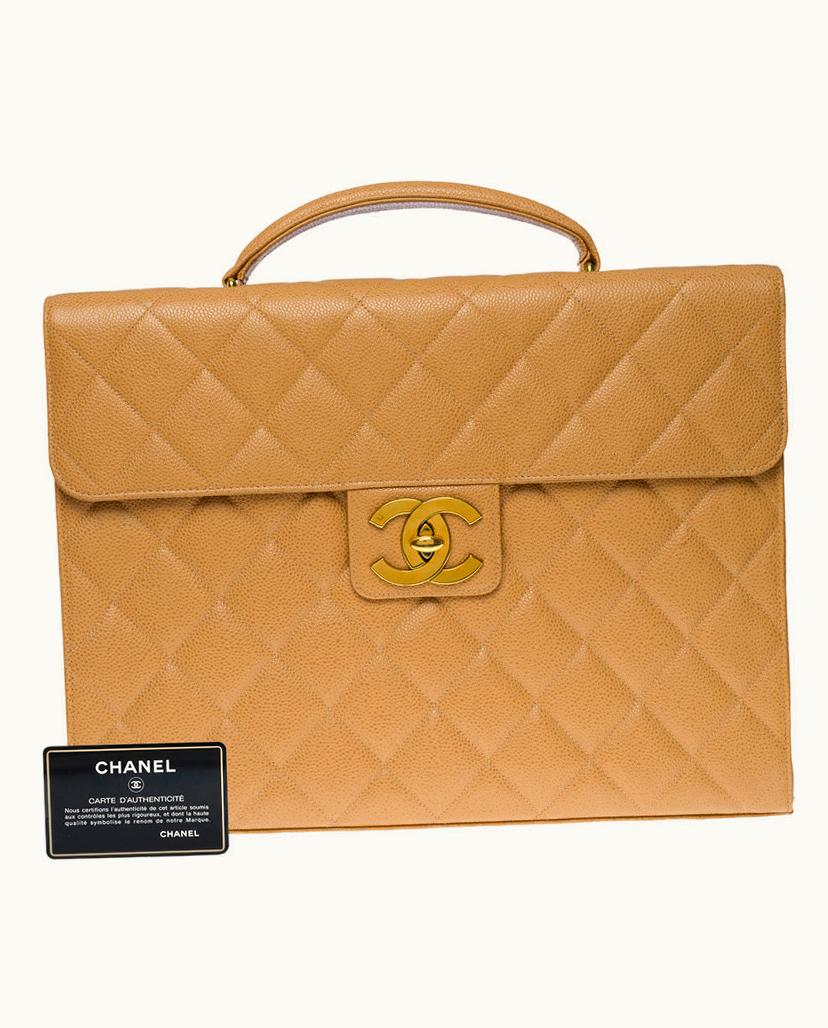 Chanel Chanel Classic Briefcase Beige Caviar Leather