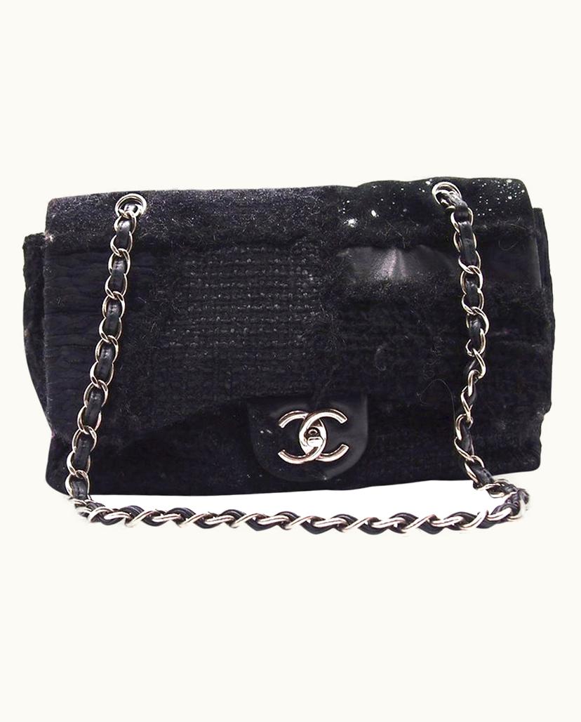 Chanel Chanel Tweed Flap Bag Women's Black