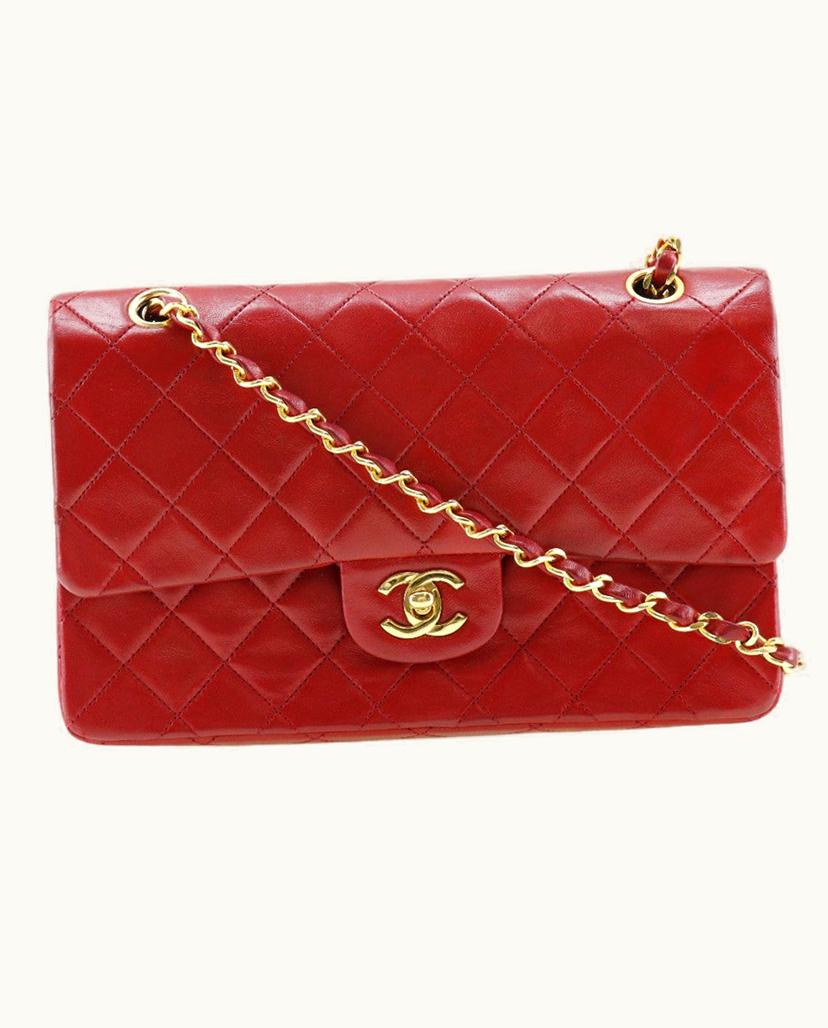Chanel Chanel Double Flap Shoulder Bag Leather In Red