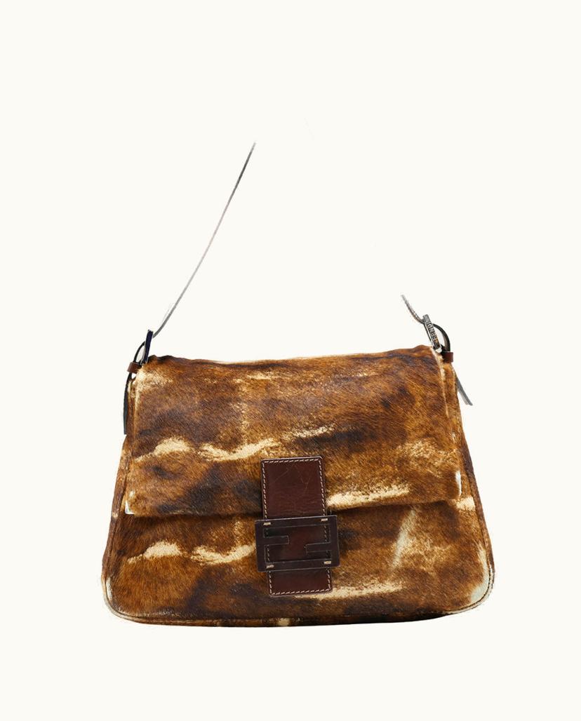 Fendi Fendi Mamma Baguette Pony-style Calfskin Shoulder Bag Brown