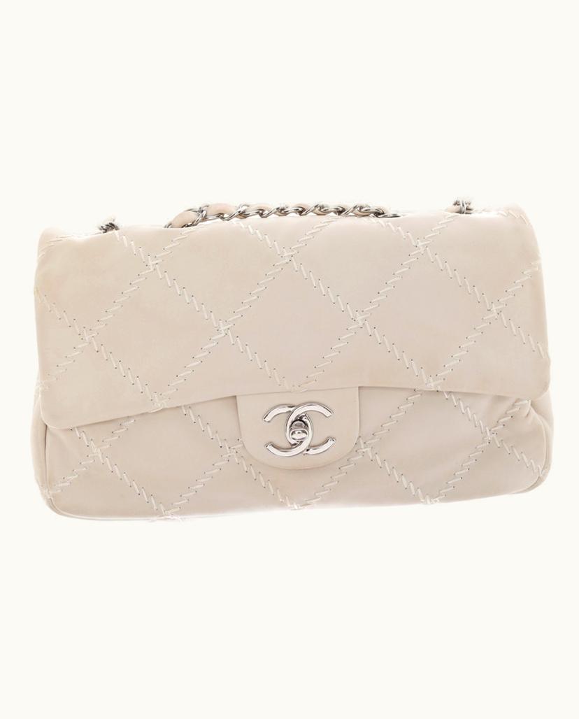 Chanel Chanel 2010 Flap Bag Leather Women's Cream