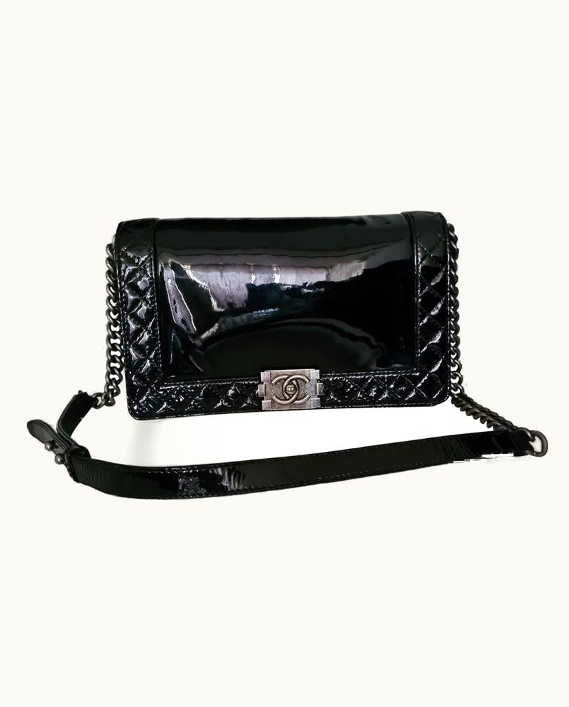 Chanel Chanel New Medium Shoulder Bag Women's Patent Leather In Black