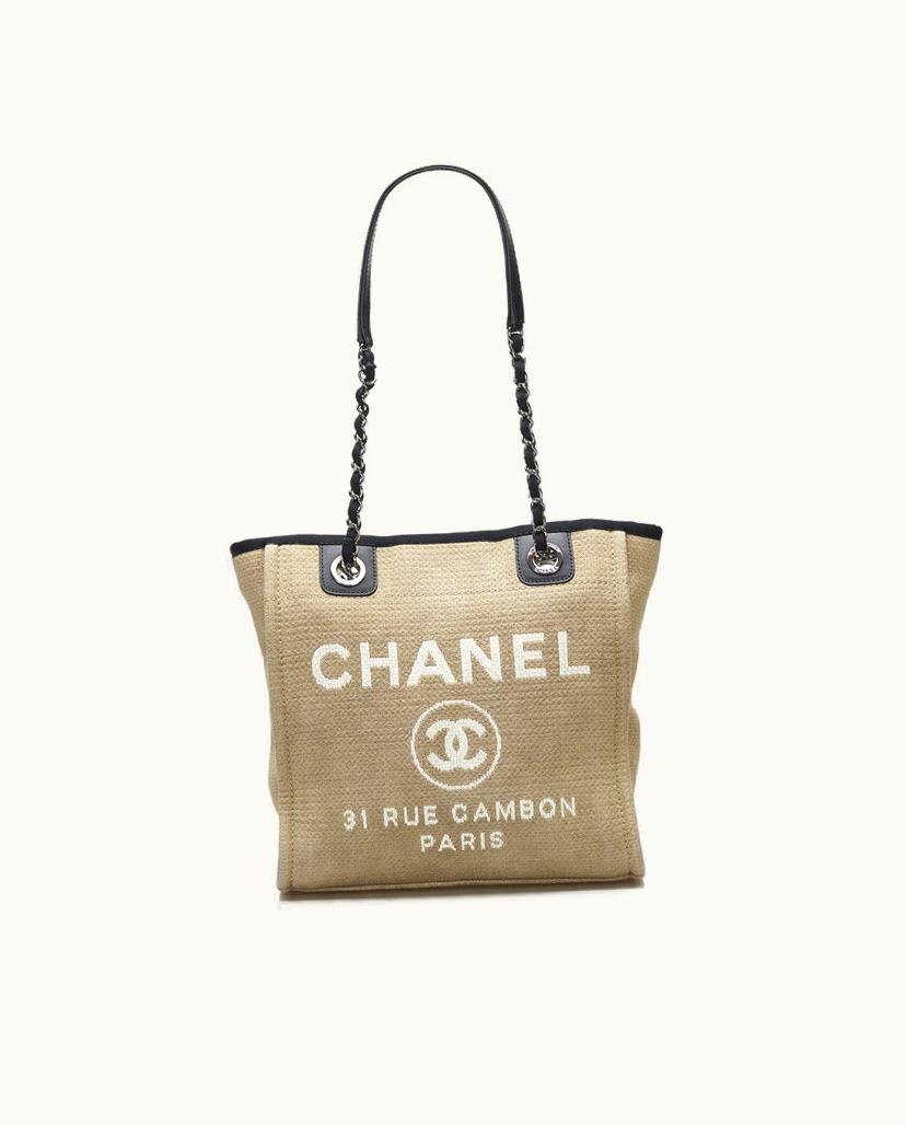 Chanel Chanel Deauville Tote Bag Canvas In Brown x Beige