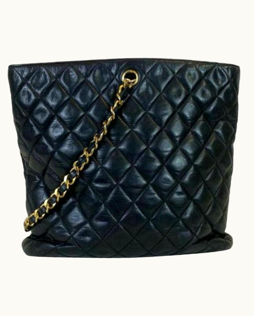 Chanel Chanel Lambskin Leather Shopper Bag Black
