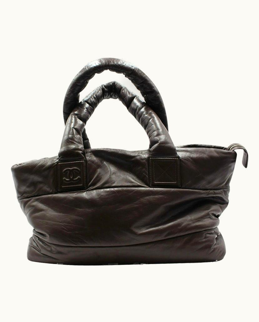 Chanel Chanel Metallic Silver Finish Women's Shopper Leather In Brown