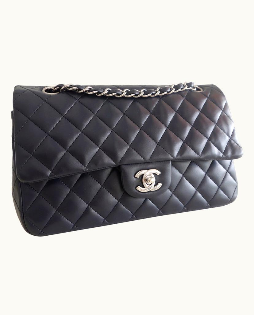 Chanel Chanel Medium Classic Bag Quilted Lambskin Navy Blue