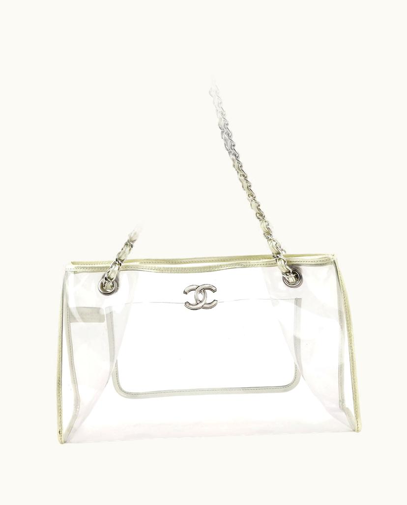 Chanel Chanel Transparent Shopper Bag PVC and Leather Silver