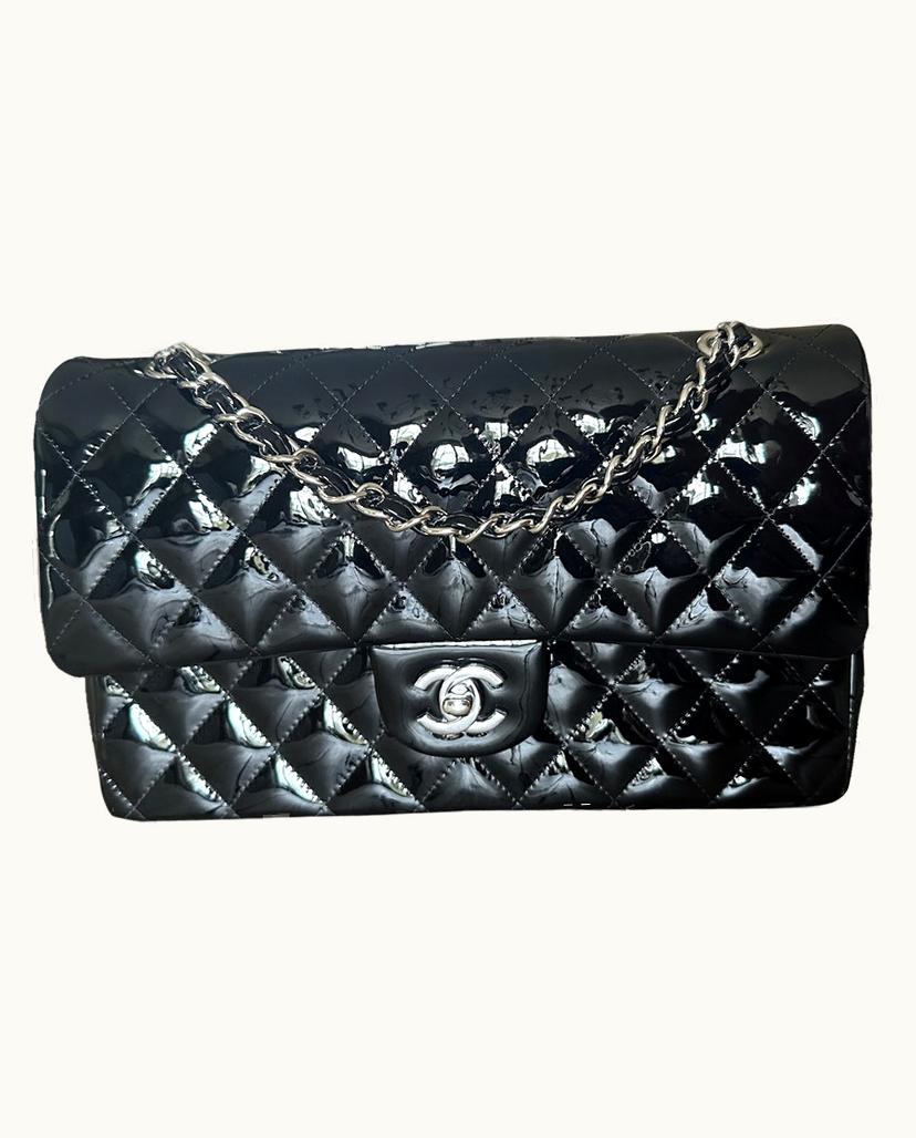 Chanel Chanel Women's Classic Flap Bag Medium Patent Leather In Black