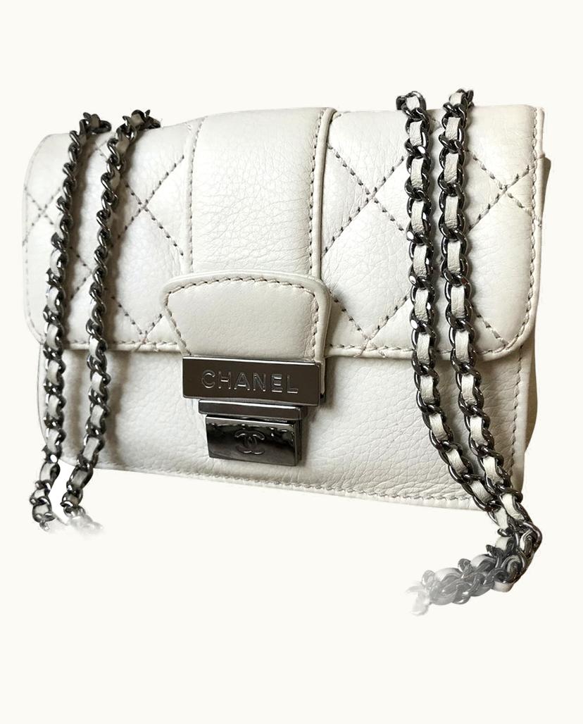 Chanel Chanel Classic Flap Shoulder Bag Calf Leather Off-White