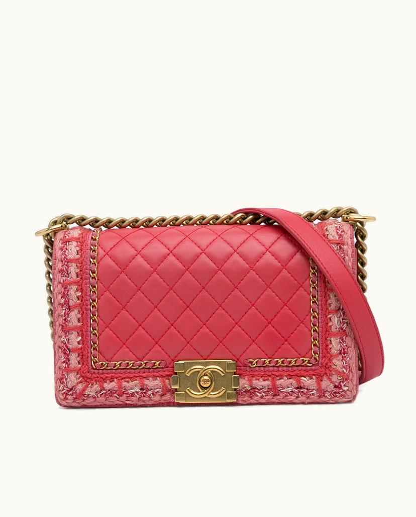 Chanel Chanel Boy Braided Jacket Crossbody Bag Leather in Pink