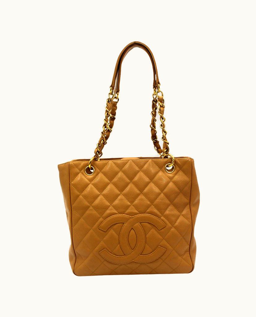Chanel Chanel Beige Leather Chain Shopper Shoulder Bag