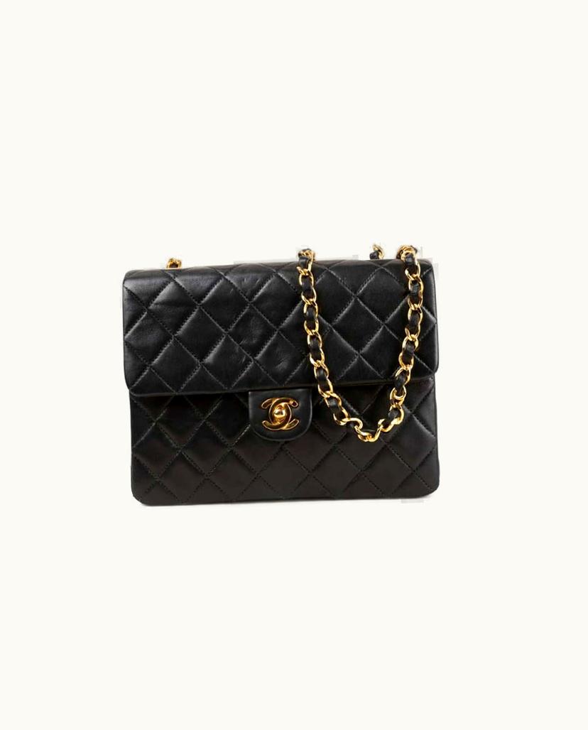 Chanel Chanel Square Small Single Flap Bag Leather In Black