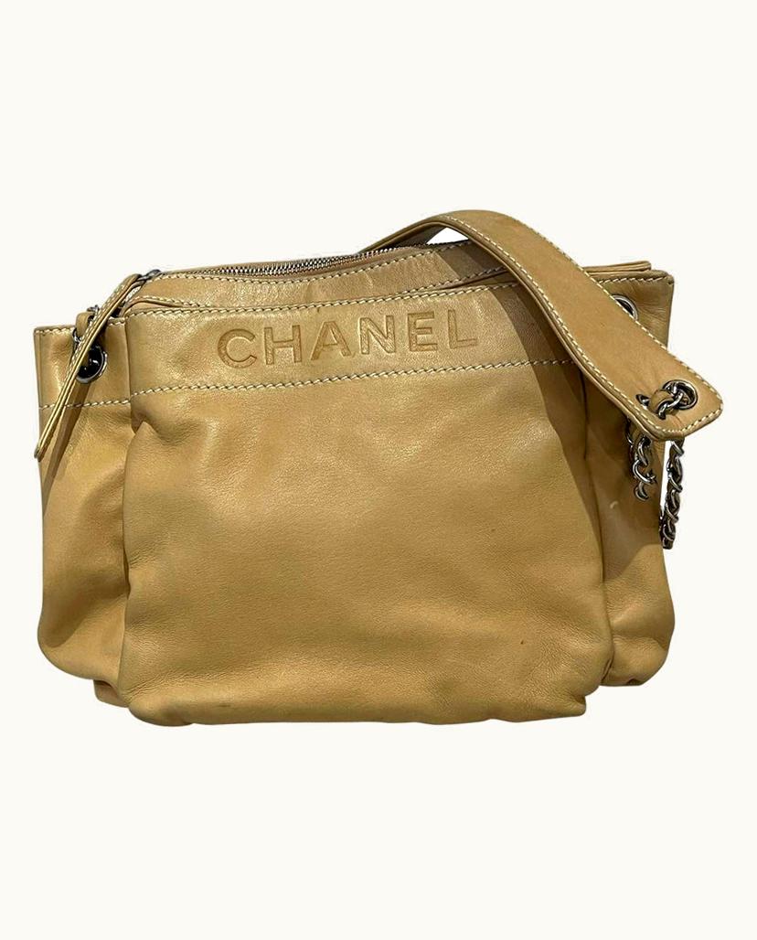 Chanel Chanel Classic Flap Shoulder Bag Leather Beige