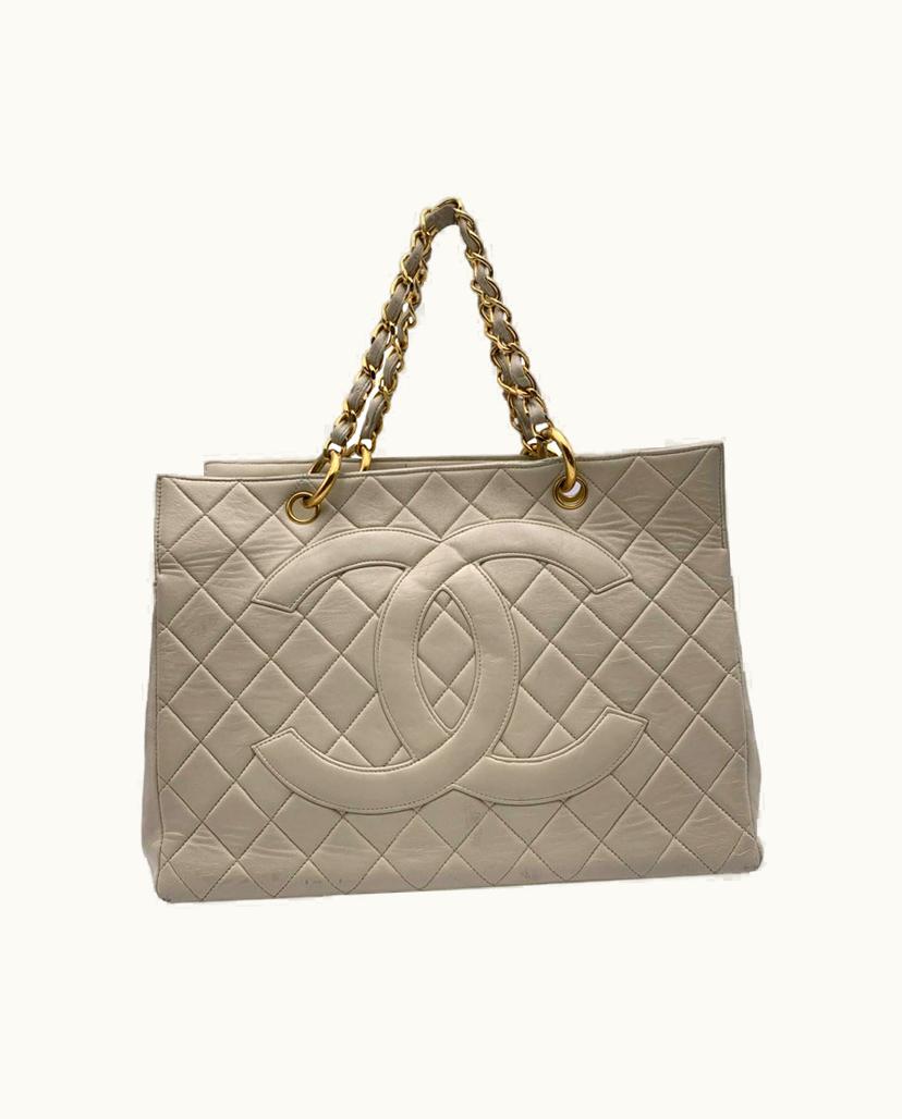 Chanel Chanel Chain Strap Leather Tote Bag Beige