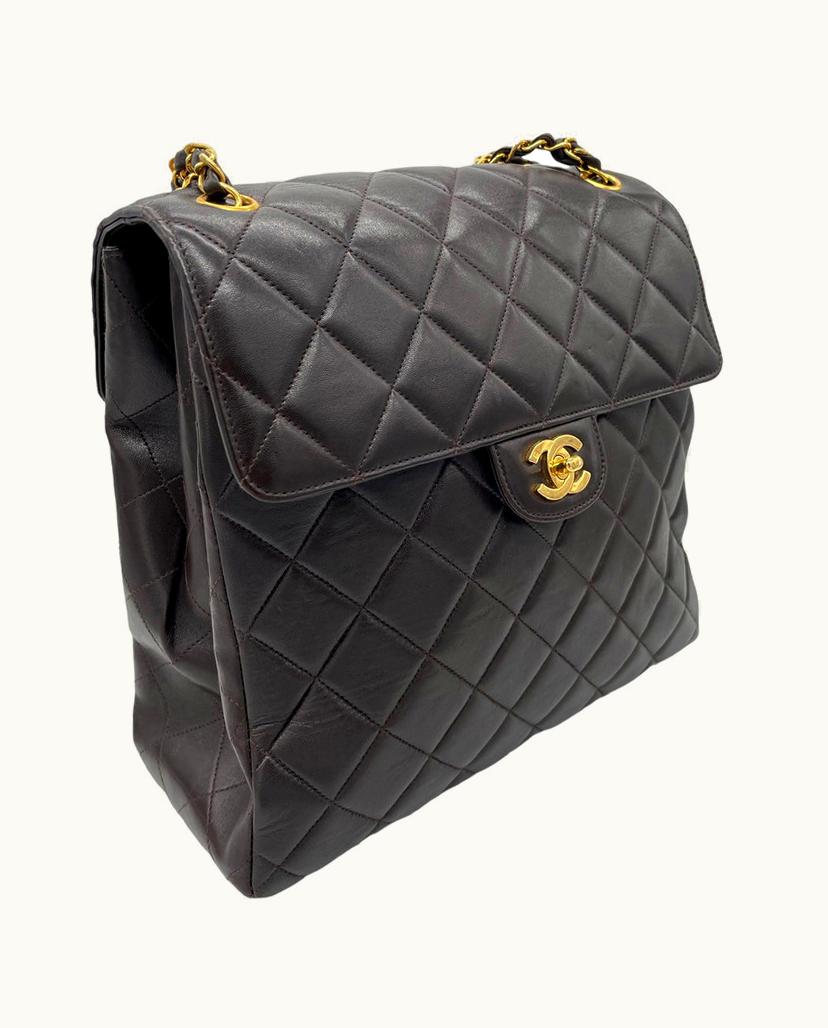 Chanel Chanel Double Face Vintage Classic Flap Bag Leather In Brown