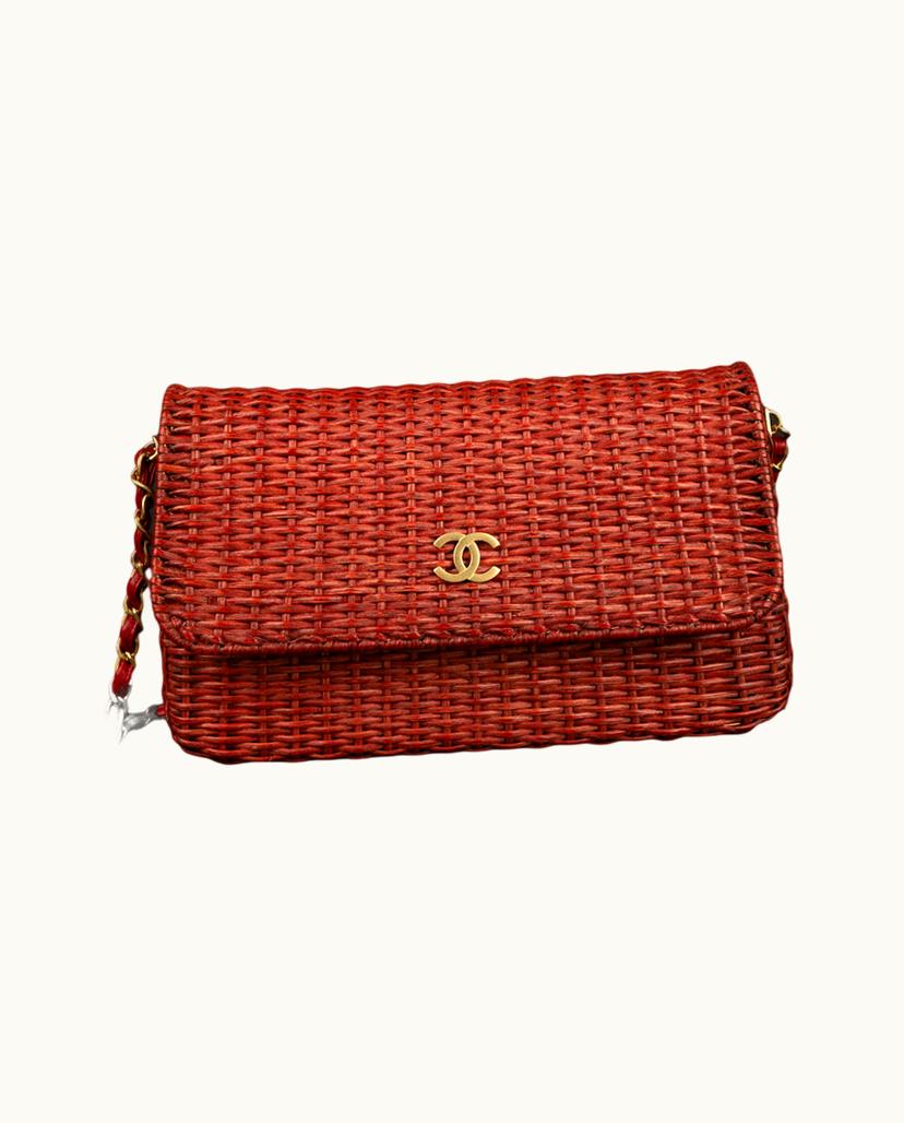 Chanel Chanel Sac Wicker Handbag Red