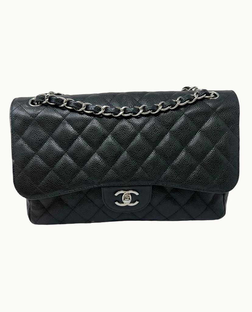 Chanel Chanel Jumbo Flap Bag Caviar Leather Silver Burgundy