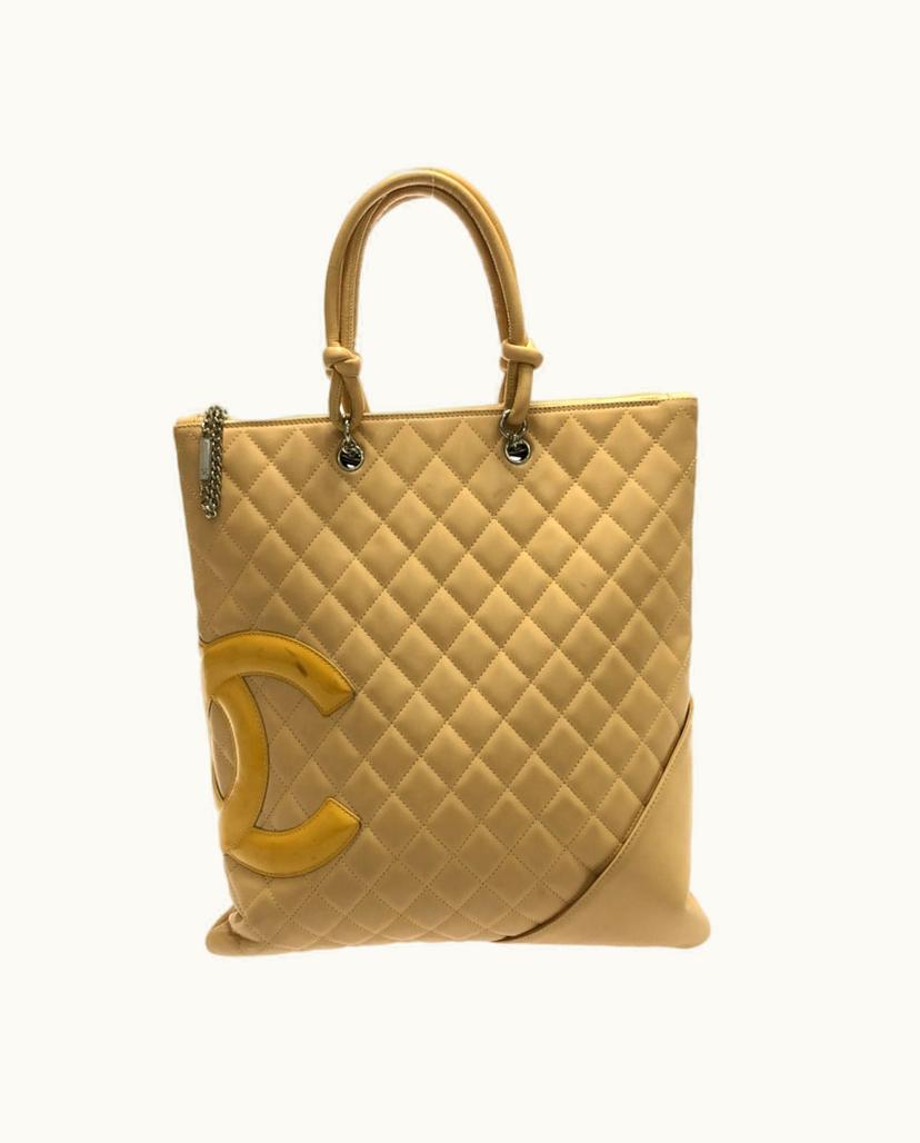 Chanel Chanel Cambon Flat Tote Bag Leather Beige