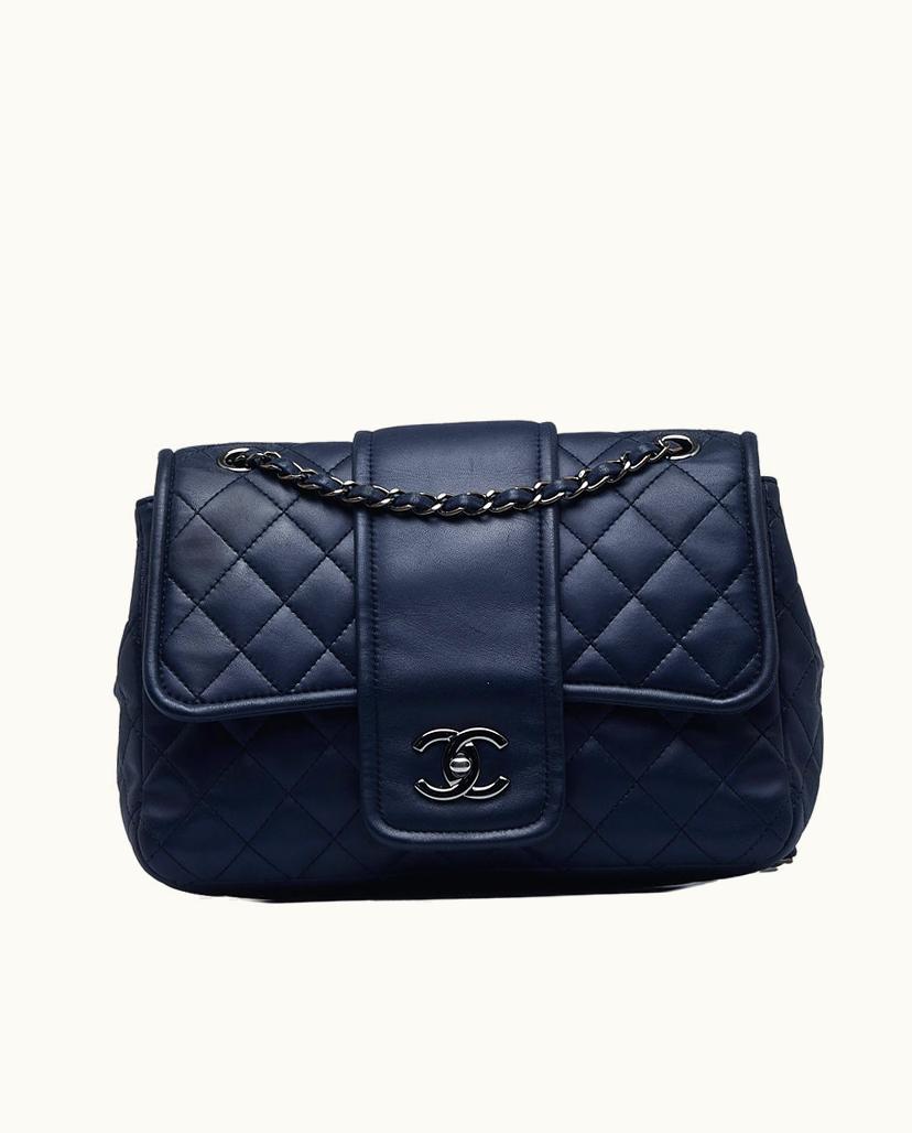 Chanel Chanel Elementary Chic Flap Bag Lambskin Leather Blue Navy