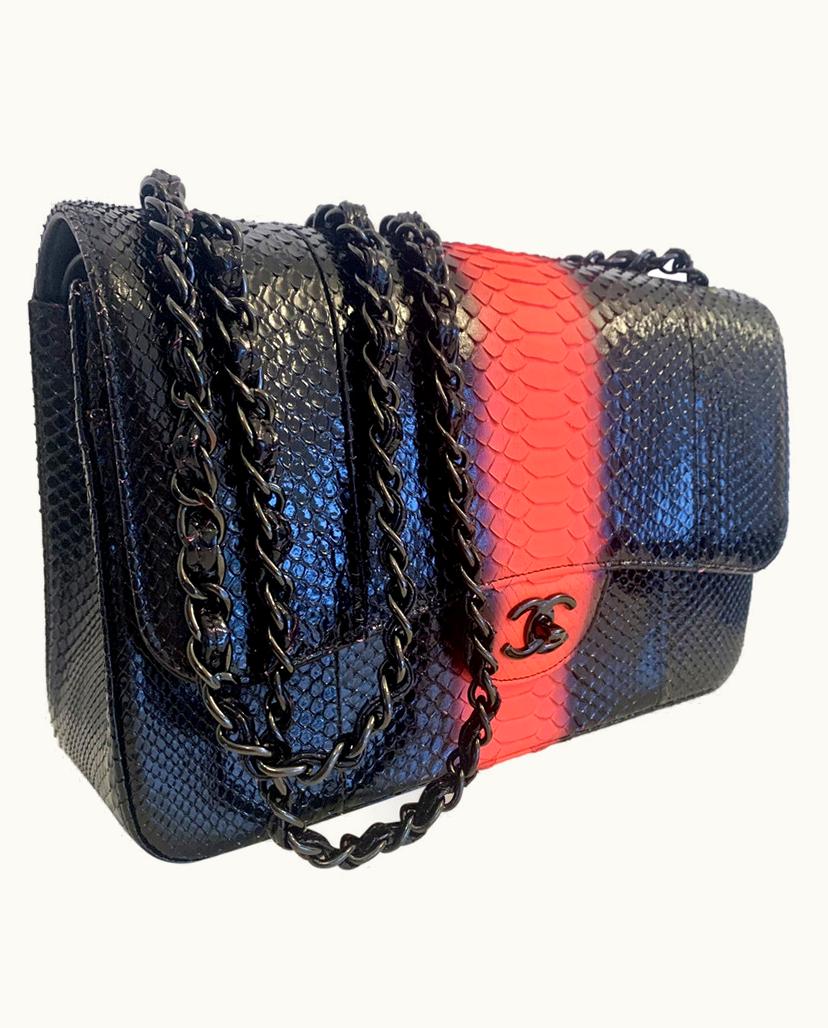 Chanel Gucci Limited Edition Python Handbag Neon Red
