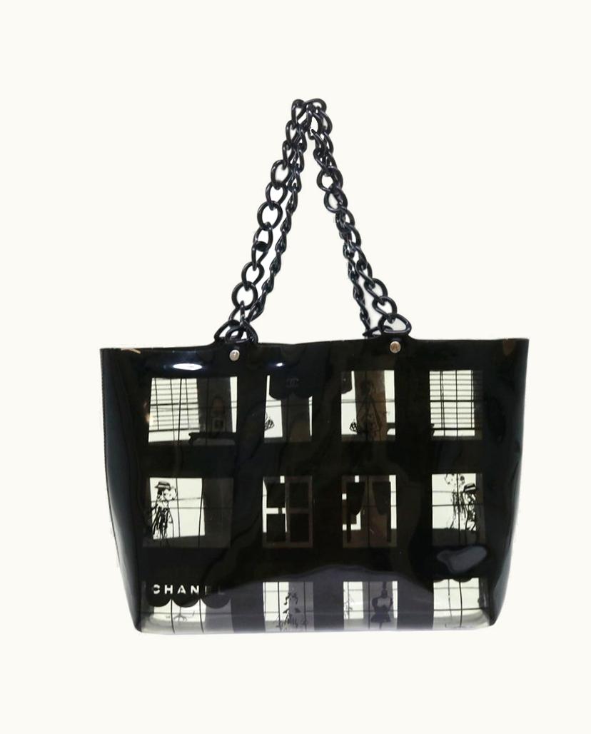 Chanel CHANEL Window Shoulder Bag Black Enamel