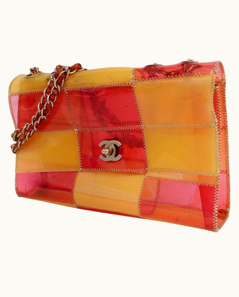 Chanel Chanel Classic Flap Naked Patchwork Vinyl Shoulder Bag Beige & Pink