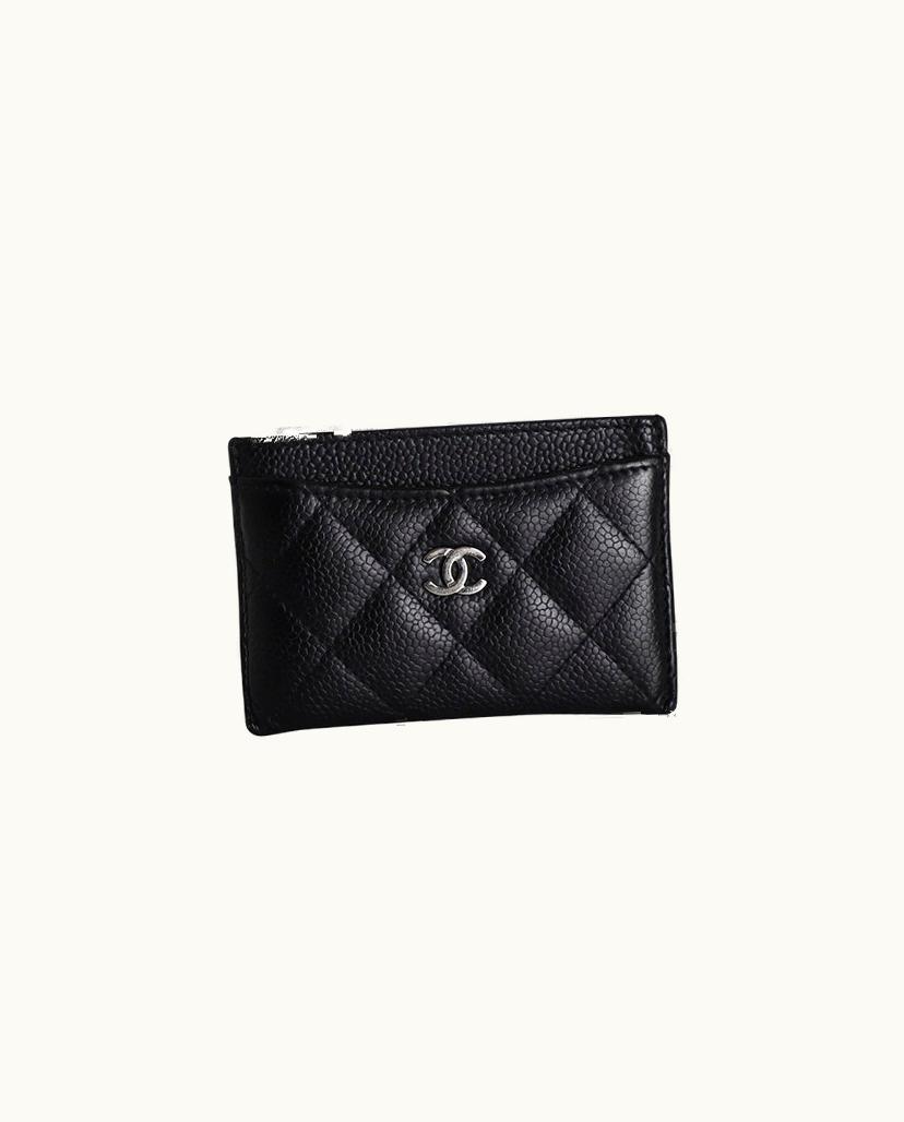Chanel Chanel Quilted Card Holder Caviar Leather Black