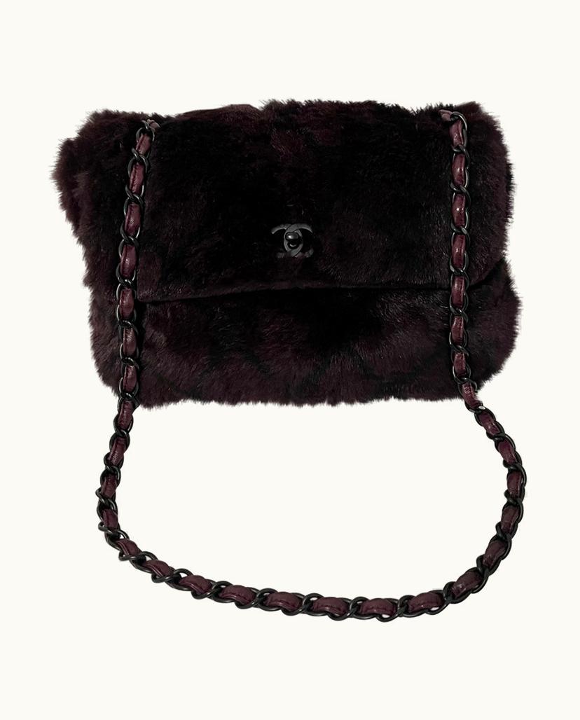 Chanel Chanel Women's Flap Bag Fur In Bordeaux