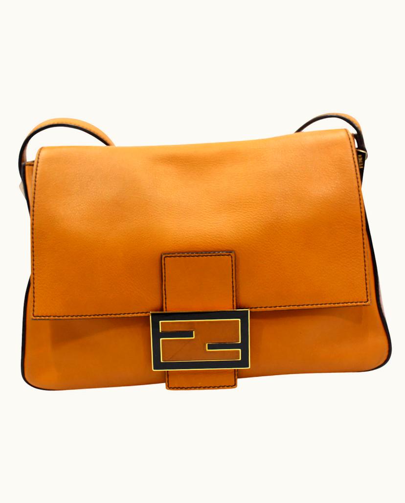 Fendi Fendi Mamma Baguette Women's Shopping Bag Brown with Metallic Gold Finish