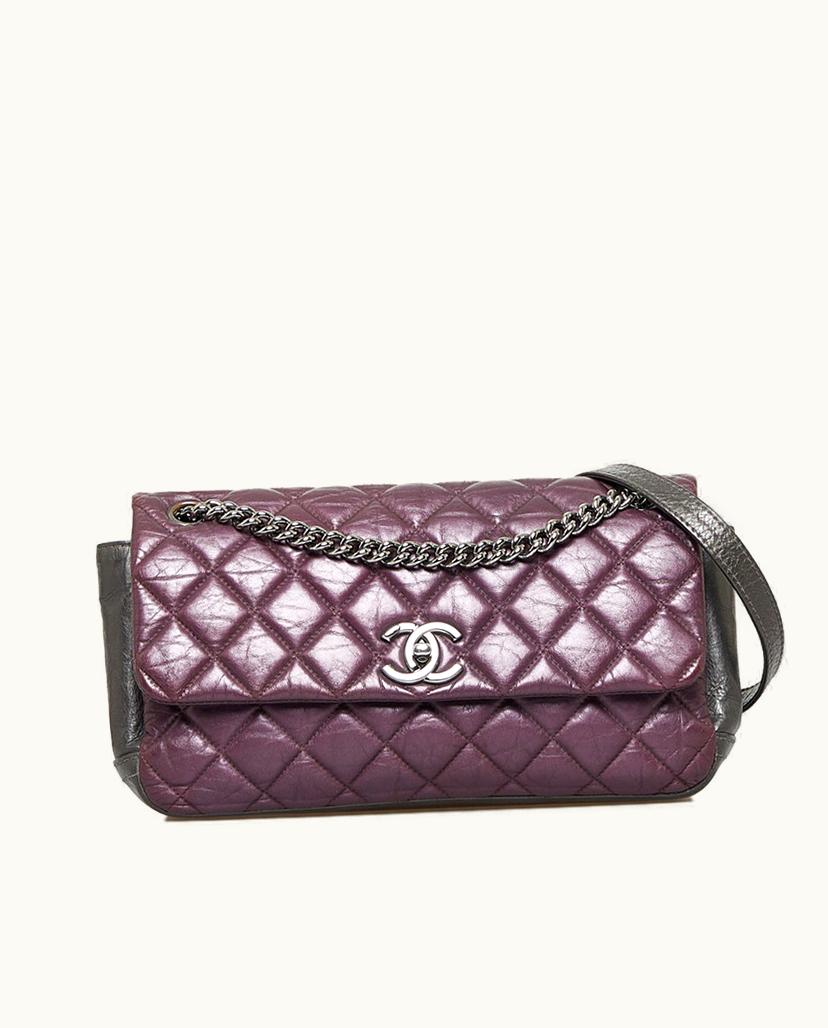 Chanel Chanel Glazed Matelasse Portobello Flap Bag Leather In Purple