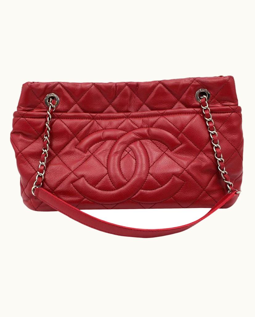 Chanel Chanel Shopper Leather Bag Bordeaux Silver