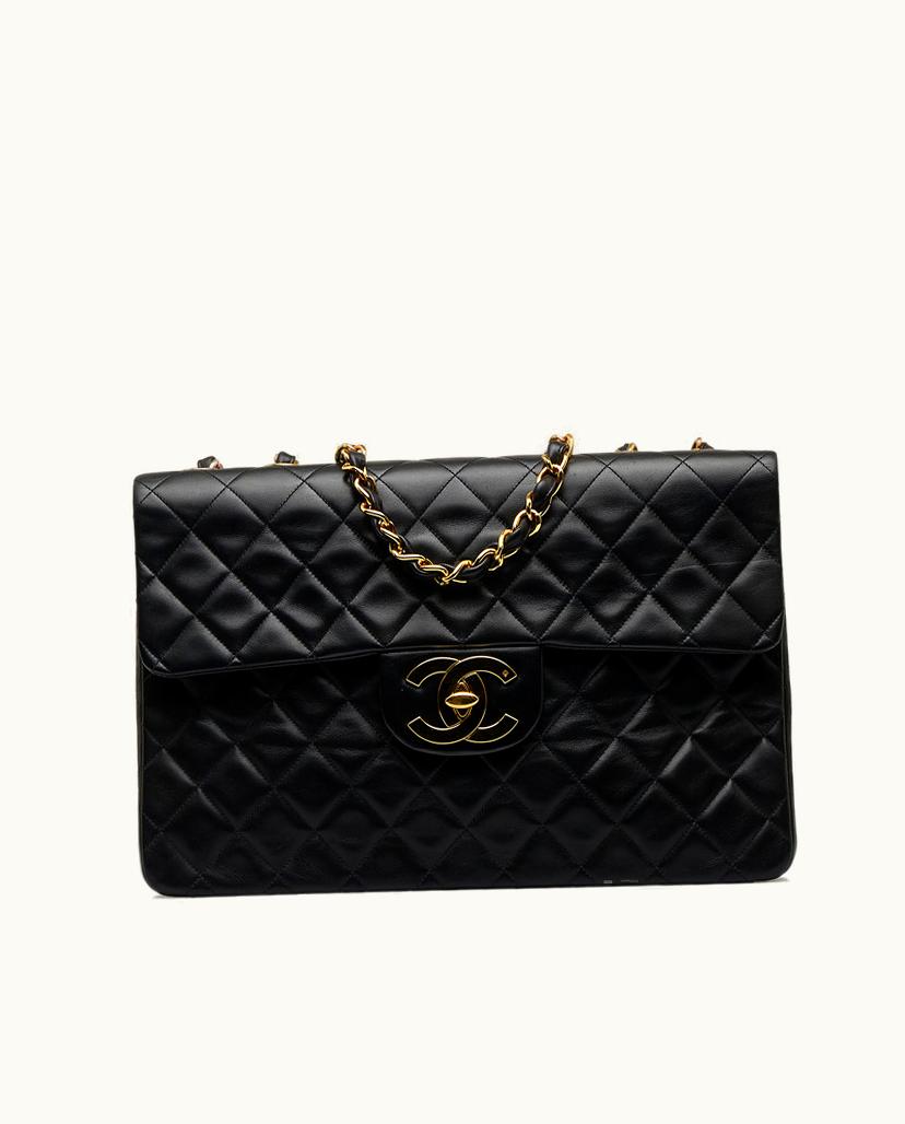 Chanel Chanel Maxi XL Classic Lambskin Single Flap Bag Black