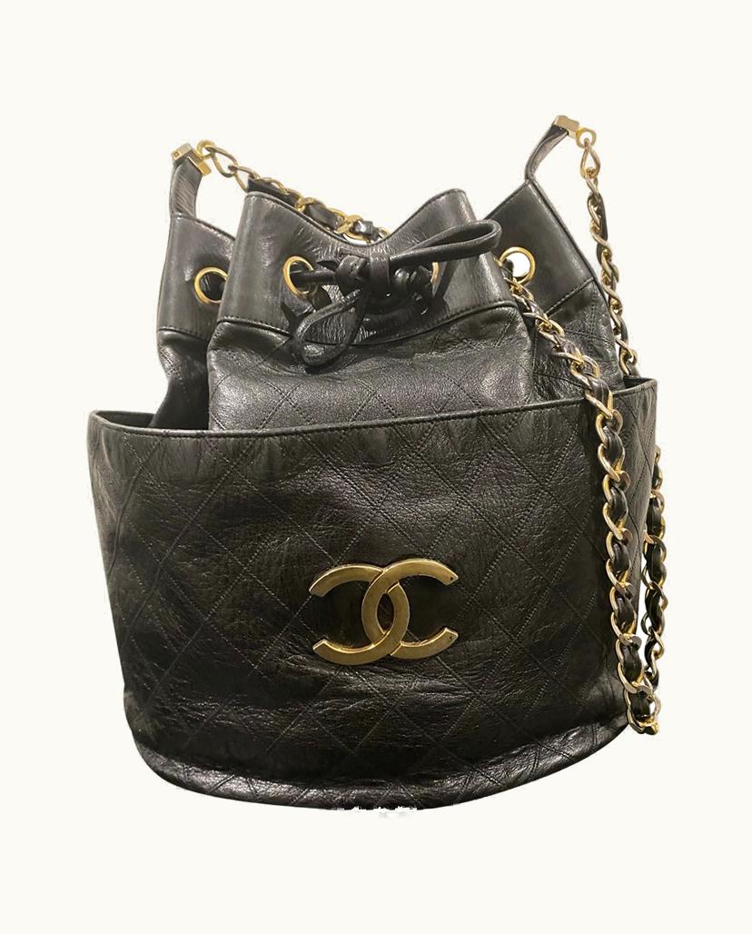 Chanel Chanel Vintage Classic Bucket Bag Quilted Lambskin in Black