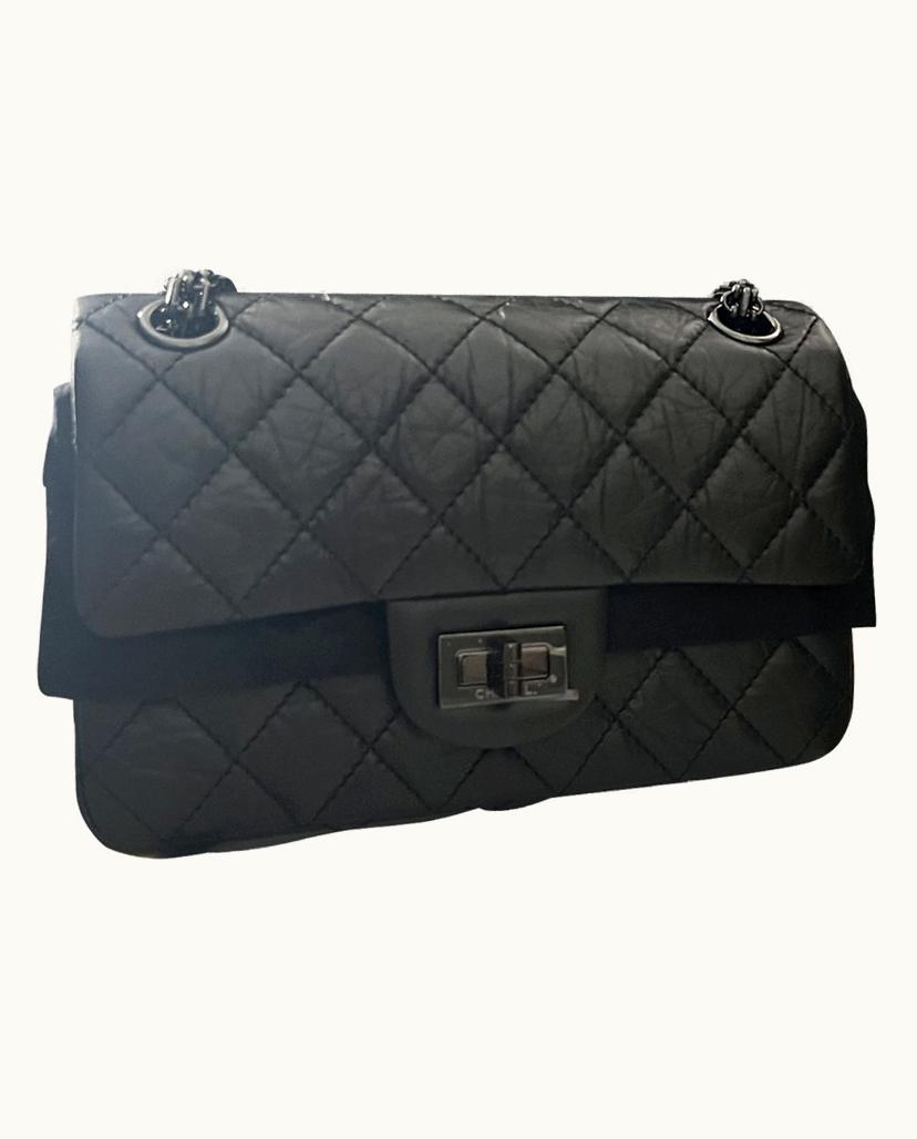 Chanel Chanel 2.55 Mini Handbag Aged Leather Total Black