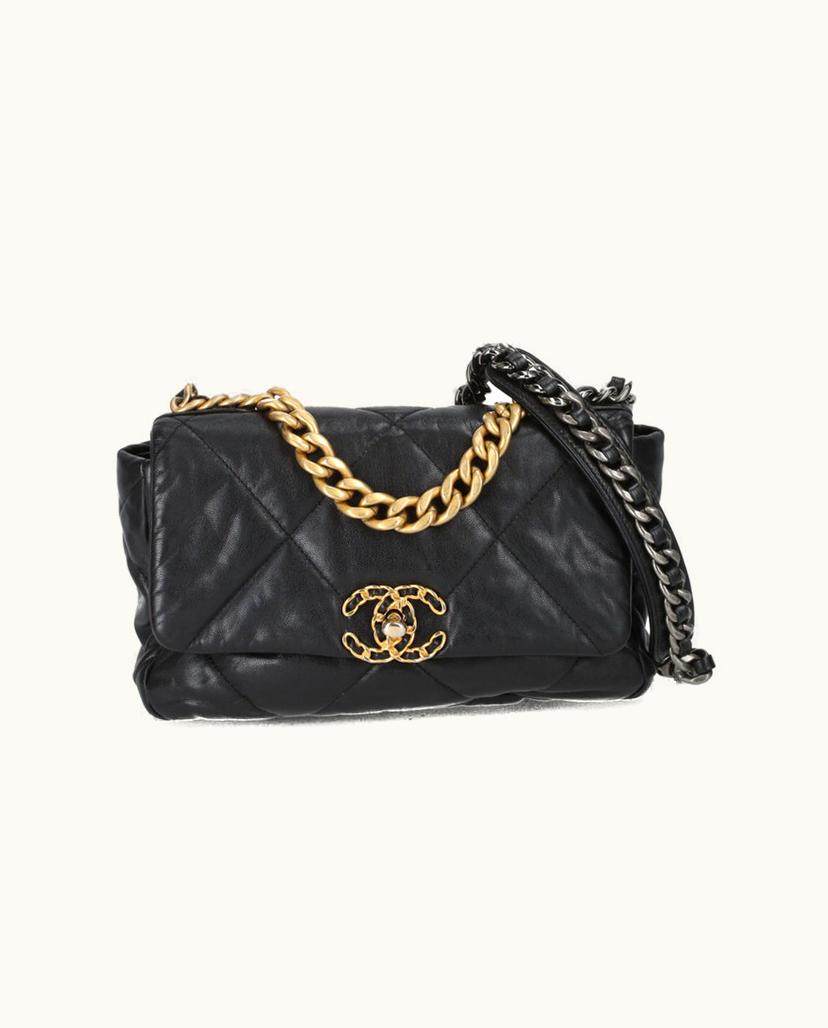 Chanel CHANEL 19 Small Bag Quilted Lambskin Shoulder Bag Red Black