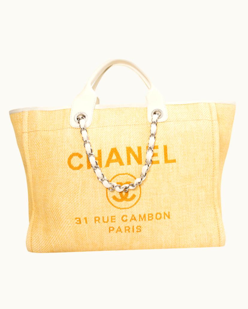 Chanel Chanel Deauville Canvas Handbag Beige