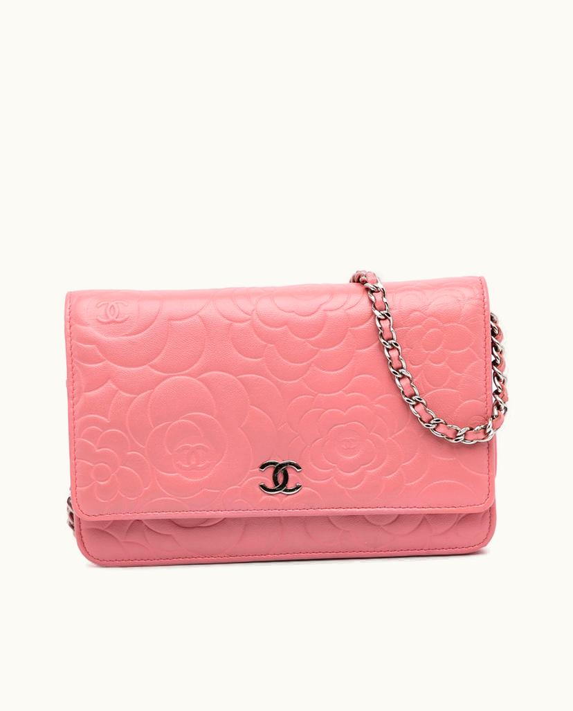 Chanel Chanel Camellia Wallet On Chain Leather Pink