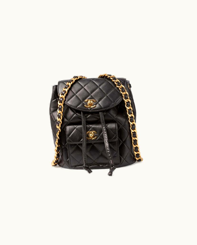 Chanel Chanel Duma Chain Backpack Women's Leather In Black